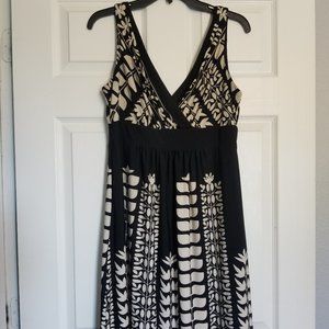 Patterned black & cream dress